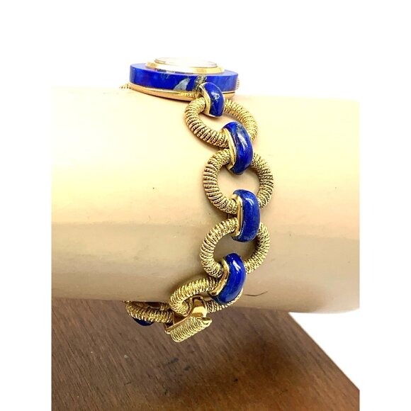 Longines Women's Watch Blue Lapis 18k Yellow Gold Vintage Swiss Hand Wind 27mm - Picture 12 of 14